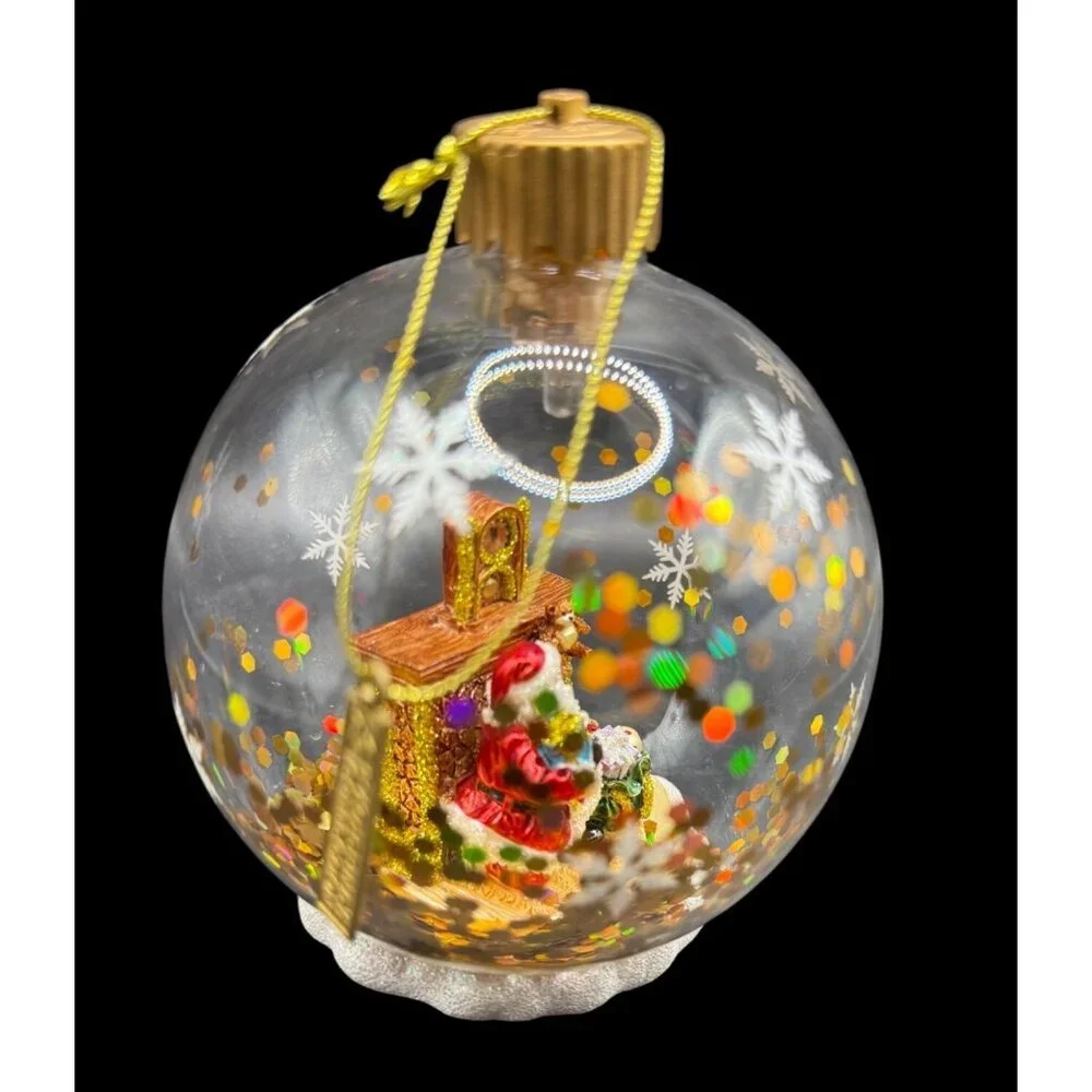 Katherine’s Collection Santa Fireplace Glass Light-up Dome Diarama Lrg.Ornament - Picture 3 of 7